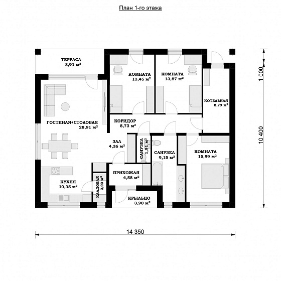 Проект 1-этажного дома "Будапешт"