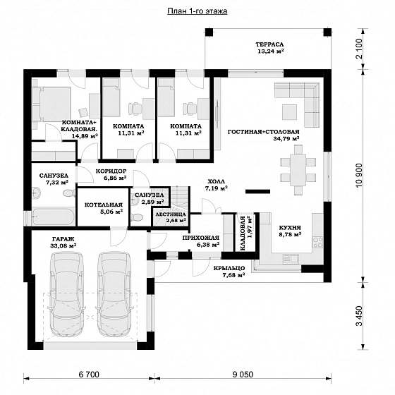 Проект 1-этажного дома "Барселона"