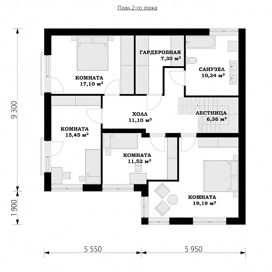 Проект 2-этажного дома "Вильнюс"