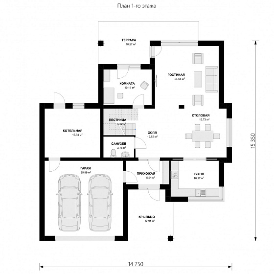 Проект 2-этажного дома "Копенгаген"
