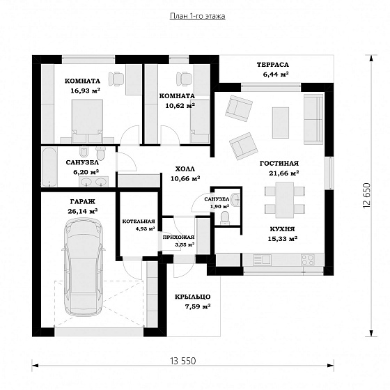 Проект 1-этажного дома "Бухарест"