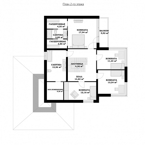 Проект 2-этажного дома "Порто"