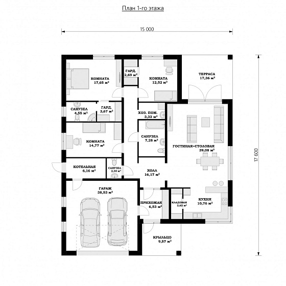 Проект 1-этажного дома "Бирмингем"