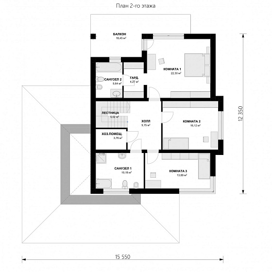 Проект 2-этажного дома "Копенгаген"