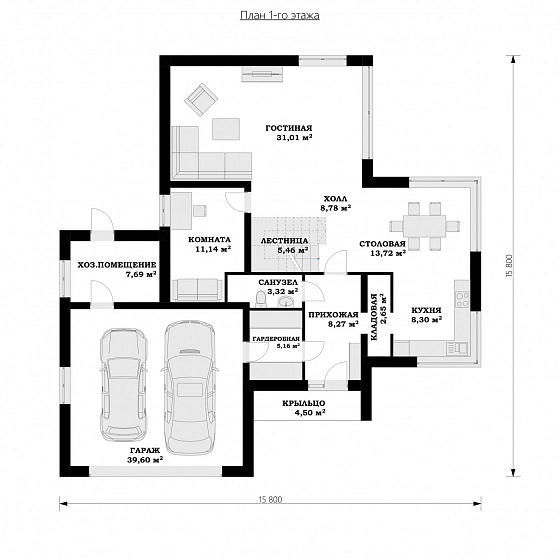 Проект 2-этажного дома "Порто"